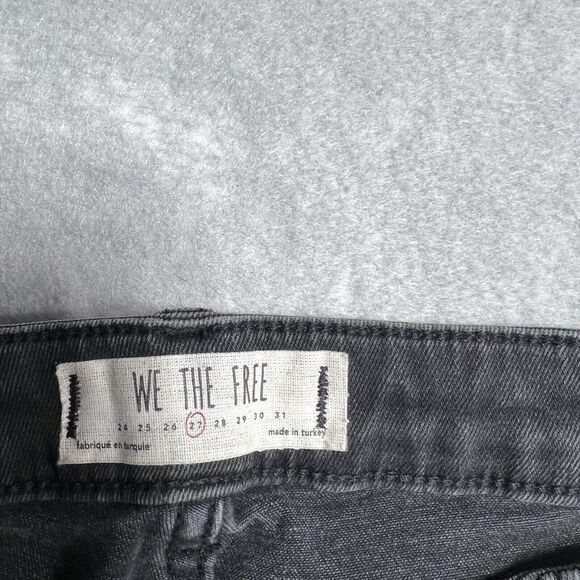We The Free Womens Size 27 Black Distressed Denim Skinny Ankle Jeans Free People - Picture 10 of 12